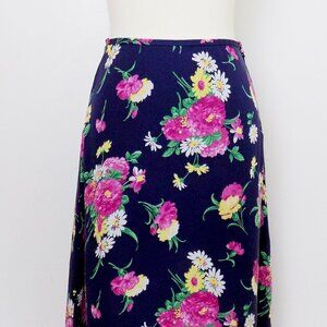 silk midi skirt vintage 90s y2k 2000s floral preppy classic minimalist
